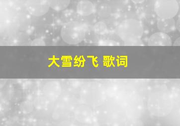 大雪纷飞 歌词